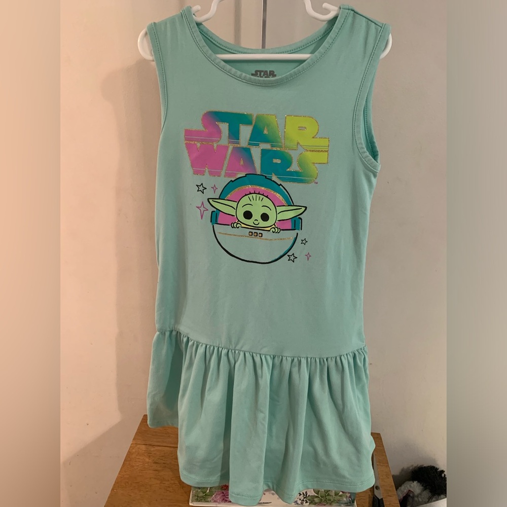 Star Wars The Mandalorian Baby Yoda Grogu Soft Dress Girls Size 6 6X NWOT
